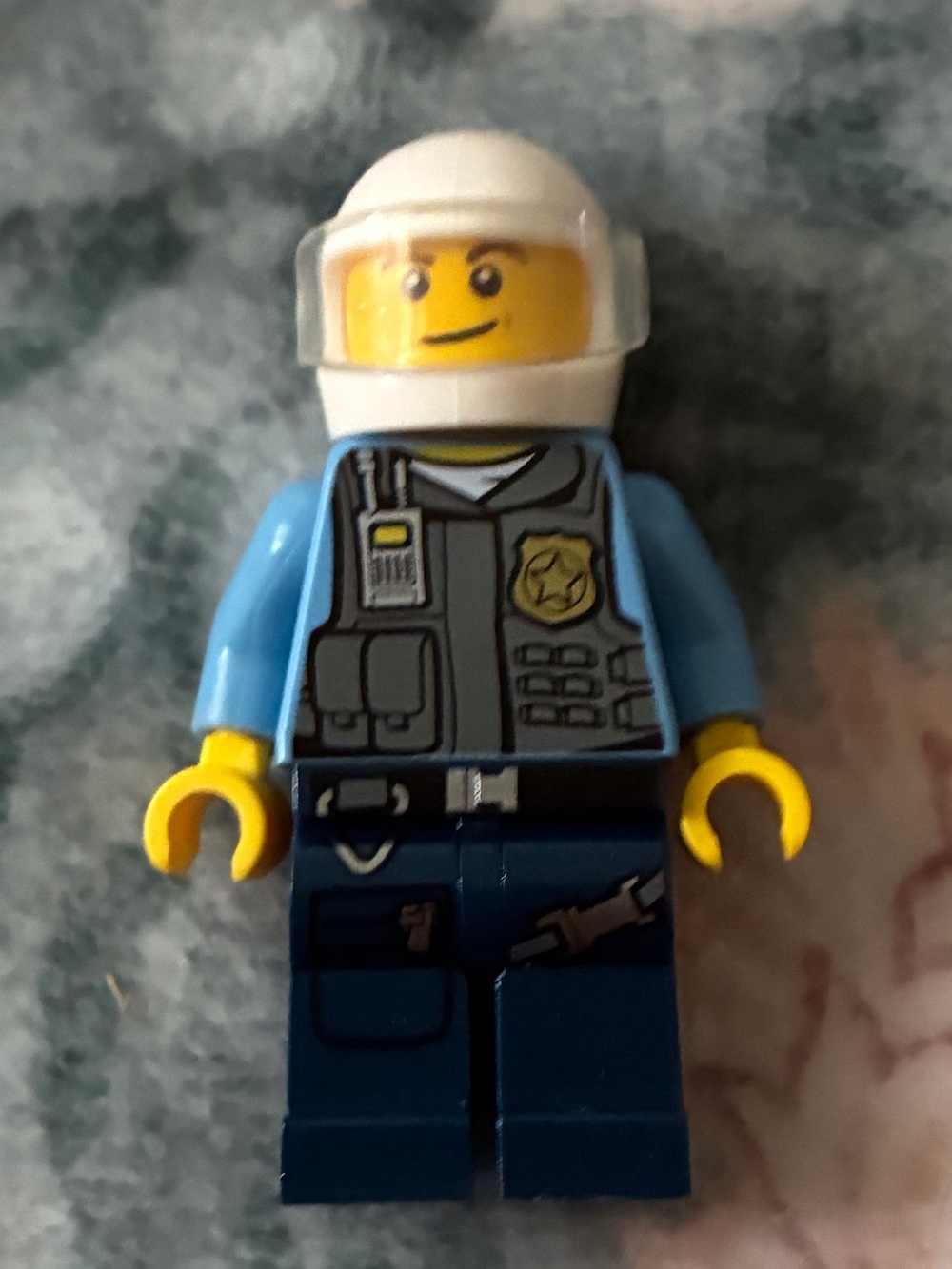 LEGO Police Minifigure with White Helmet and Blue Uniform